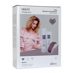 Kaaral Набор тонизирующий для волос  шампунь 300 мл  кондиционер 250 мл   щетка для волос. фото