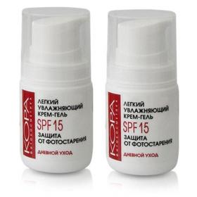 Кора Комплект Легкий увлажняющий крем-гель SPF15, 2х50 мл. фото