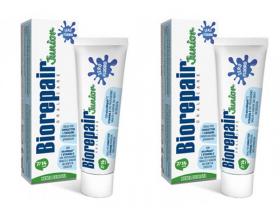 Biorepair Набор Junior Mint Детская зубная паста с витамином Е и ароматом сладкой мяты 75 мл2 штуки. фото