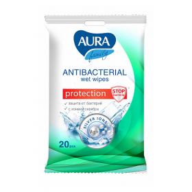 Aura Влажные салфетки Family с антибактериальным эффектом для всей семьи pocket-pack 20 шт. фото