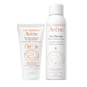 Avene Набор Солнцезащитный крем SPF 50 с минеральным экраном 50 мл  Термальная вода 150 мл. фото
