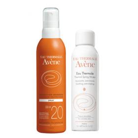 Avene Набор Солнцезащитный спрей SPF 20 Умеренная защита 200 мл  Термальная вода 150 мл. фото