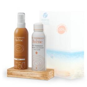 Avene Набор Солнцезащитный Спрей SPF 50, 200 мл и Термальная вода, 150 мл. фото