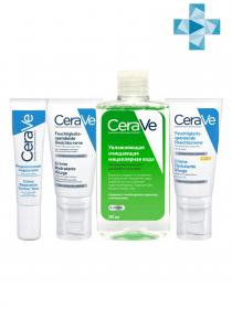 CeraVe Набор Универсальный Очищающая мицеллярная вода 295 мл  Лосьон для лица 52 мл  Лосьон для лица SPF25, 52 мл  крем для области вокруг глаз 14 мл. фото