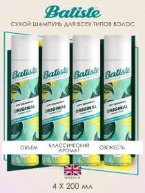 Batiste Сухой шампунь для волос Original с классическим ароматом, 4 х 200 мл. фото