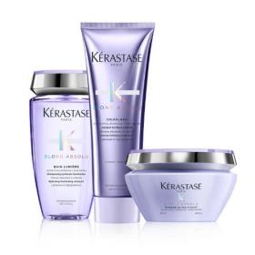 Kerastase Набор Золотистый блонд Шампунь-Ванна Lumire 250 мл  Cicaflash Молочко 250 мл  Маска Ultra-Violet 200 мл. фото