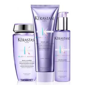 Kerastase Набор Серебристый блонд Шампунь-Ванна Lumire 250 мл  Cicaflash Молочко 250 мл  Сыворотка Cicaplasme 150 мл. фото