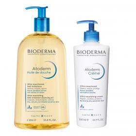 Bioderma Набор масло для душа, 1 л  крем, 500 мл. фото