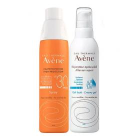 Avene Набор Солнцезащитный спрей SPF 30, 200 мл  Восстанавливающее молочко после солнца 200 мл. фото