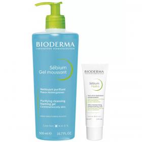 Bioderma Набор крем Hydra 40 мл  очищающий гель 500 мл. фото