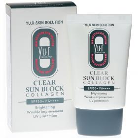 Yu.R Солнцезащитный крем Clear Sun Block Collagen SPF50, 30 мл. фото