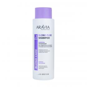 Aravia Professional Шампунь оттеночный для поддержания холодных оттенков осветленных волос Blond Pure Shampoo, 400 мл. фото