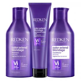 Redken Набор Шампунь с ультрафиолетовым пигментом для оттенков блонд, 300 мл  Кондиционер с ультрафиолетовым пигментом для оттенков блонд, 300 мл  Маска для поддержания холодных оттенков блонд, 250 мл. фото