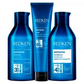 Redken Набор Восстанавливающий шампунь для ослабленных и поврежденных волос, 300 мл  Восстанавливающий кондиционер для ослабленных и поврежденных волос, 300 мл  Укрепляющая маска для осветленных волос Reconstructor Plus, 250 мл. фото