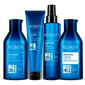 Redken Набор Восстанавливающий шампунь, 300 мл  Восстанавливающий кондиционер, 300 мл  Терапевтический Смываемый уход Cat, 200 мл  Укрепляющая маска, 250 мл. фото