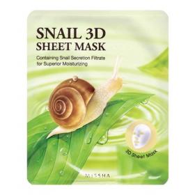 Missha Тканевая маска для лица с муцином улитки Healing Snail 3D. фото