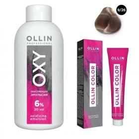 Ollin Professional Набор Перманентная крем-краска для волос Ollin Color оттенок 926 блондин розовый 100 мл  Окисляющая эмульсия Oxy 6 150 мл. фото