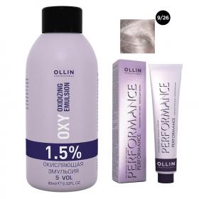 Ollin Professional Набор Перманентная крем-краска для волос Ollin Performance оттенок 926 блондин розовый 60 мл  Окисляющая эмульсия Oxy 1,5 90 мл. фото