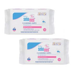 Sebamed Салфетки детские очищающие с пантенолом Baby wipes with panthenol, 72 шт. х 2 шт. фото