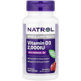 Natrol Витамин D3 быстрорастворимый со вкусом клубники 2000, 90 таблеток. фото