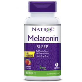 Natrol Мелатонин 3 мг быстрорастворимый со вкусом клубники, 90 таблеток. фото