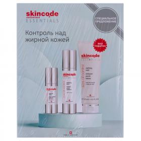 Skincode Подарочный набор Контроль над жирной кожей очищающее средство 125 мл  сыворотка 30 мл  лосьон 50 мл. фото