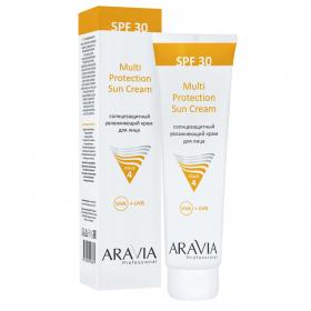 Aravia Professional Cолнцезащитный увлажняющий крем для лица Multi Protection Sun Cream SPF 30, 100 мл. фото