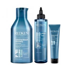 Redken Набор для осветленных и ломких волос Extreme Bleach шампунь 300 мл  ламеллярная вода 200 мл  несмываемый крем 150 мл. фото