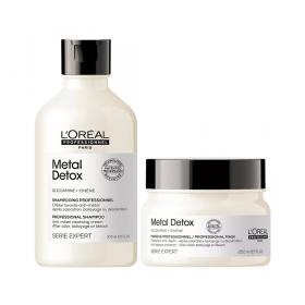 Loreal Professionnel Набор для восстановления окрашенных волос Metal Detox шампунь 300 мл  маска 250 мл. фото