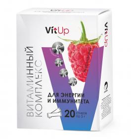 VitUp Витаминный комплекс Источник энергии и иммунитета со вкусом малины, 20 стиков х 5 г. фото