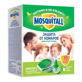 Mosquitall Комплект Защита для всей семьи 30 ночей электрофумигатор  жидкость от комаров 30 мл. фото