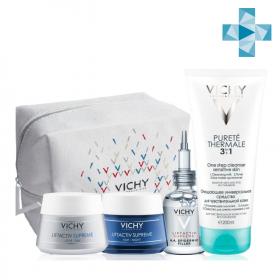Vichy Набор для кожи с видимыми признаками старения очищающий гель 200 мл  сыворотка-филлер 30 мл  дневной крем 50 мл  ночной крем 50 мл. фото