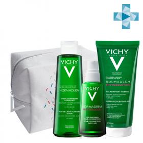 Vichy Набор для проблемной кожи очищающий гель 200 мл  корректирующий крем-уход 50 мл  очищающий лосьон 200 мл. фото