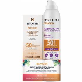 Sesderma Набор сверхлегкое солнцезащитное средство SPF 50, 50 мл  солнцезащитный прозрачный спрей для тела SPF 50, 200 мл. фото