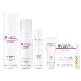 Janssen Cosmetics Набор Восстановление и защита для чувствительной и реактивной кожи мусс 150 мл  тоник 200 мл  маска 75 мл  масло 2 мл х 7 шт  лосьон 100 мл. фото