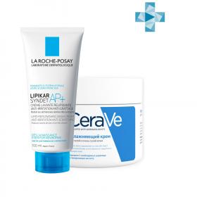 CeraVe Набор Увлажняющий крем CeraVe, 340 мл  Lipikar Syndet AP Липидовосстанавливающий крем-гель, 100 мл. фото