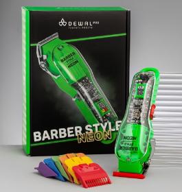 Dewal Pro Машинка для стрижки Barber Style Neon Green, 6 насадок. фото