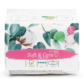 LA MISO Женские гигиенические ультрамягкие прокладки Soft  Care размер L, 10 шт. фото