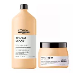 Loreal Professionnel Набор Absolut Repair для восстановления поврежденных волос шампунь 1500 мл  маска 500 мл. фото