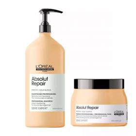 Loreal Professionnel Набор Absolut Repair для восстановления поврежденных волос шампунь 1500 мл  маска 500 мл. фото