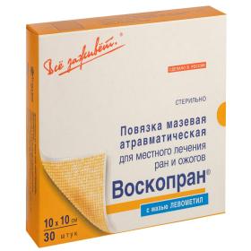 Все Заживет Мазевая атравматическая повязка с левометилом для местного лечения ран и ожогов 10х10 см, 30 шт. фото