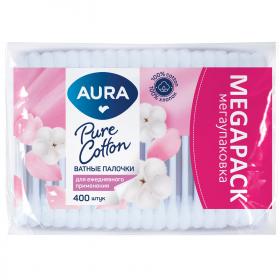 Aura Ватные палочки для ежедневного применения Pure Cotton в полиэтилене с автозапайкой, 400 шт. фото