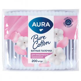 Aura Ватные палочки для ежедневного применения Pure Cotton в полиэтилене с автозапайкой, 200 шт. фото