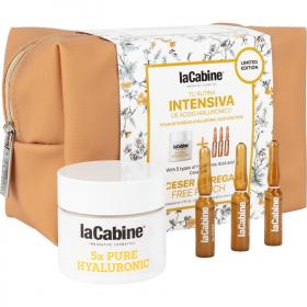 La Cabine Подарочный набор 5х Pure Hyaluronic Limited Edition в косметичке крем для лица 50 мл  сыворотка 3 ампулы х 2 мл. фото