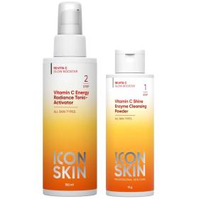 Icon Skin Набор для очищения кожи энзимная пудра 75 г  тоник 150 мл. фото
