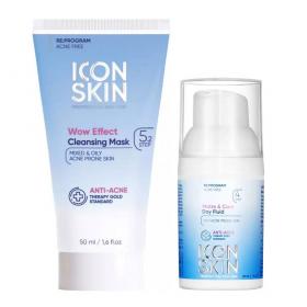 Icon Skin Набор для устранения жирного блеска маска 50 мл  флюид 30 мл. фото