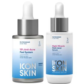 Icon Skin Набор для проблемной кожи сыворотка 30 мл  пилинг 30 мл. фото
