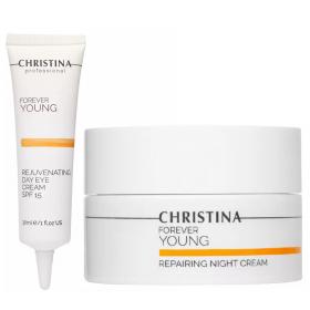 Christina Набор для молодости кожи ночной крем, 50 мл  крем для век, 30 мл. фото