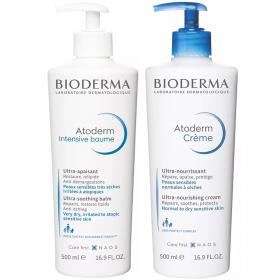 Bioderma Набор для питания кожи тела бальзам, 500 мл  крем, 500 мл. фото