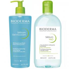 Bioderma Набор очищающий гель, 500 мл  мицеллярная вода, 500 мл. фото